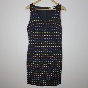 Diane Von Furstenberg DVF Womens Minetta Sheath Dress Size 10 Rainbow Dots VNeck